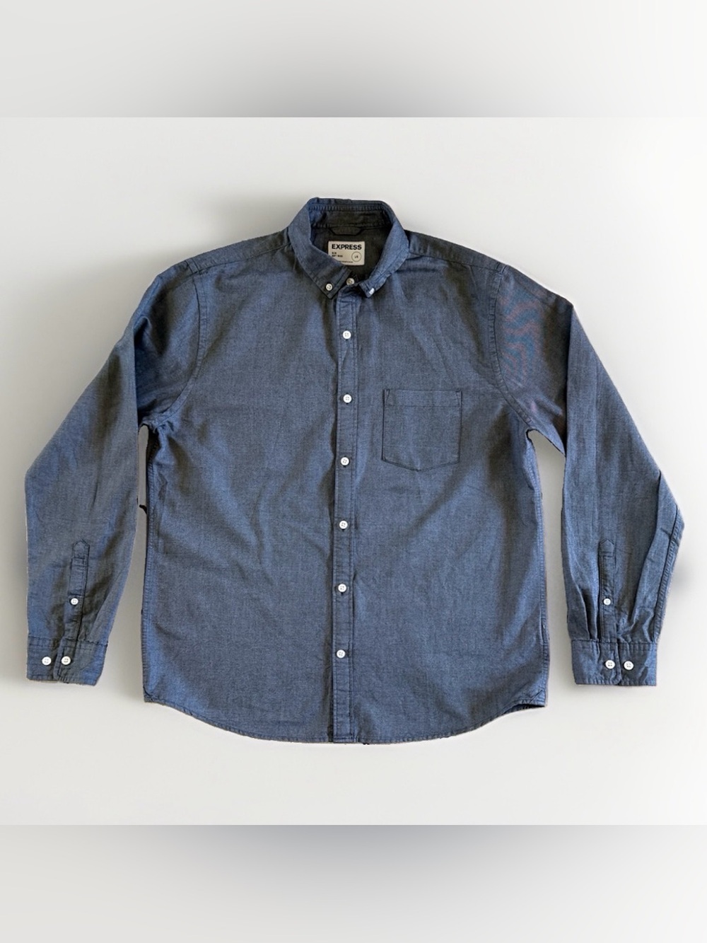 Express Mens L Slim Fit Soft Wash Button Down Shirt Charcoal Gray Long Sleeve